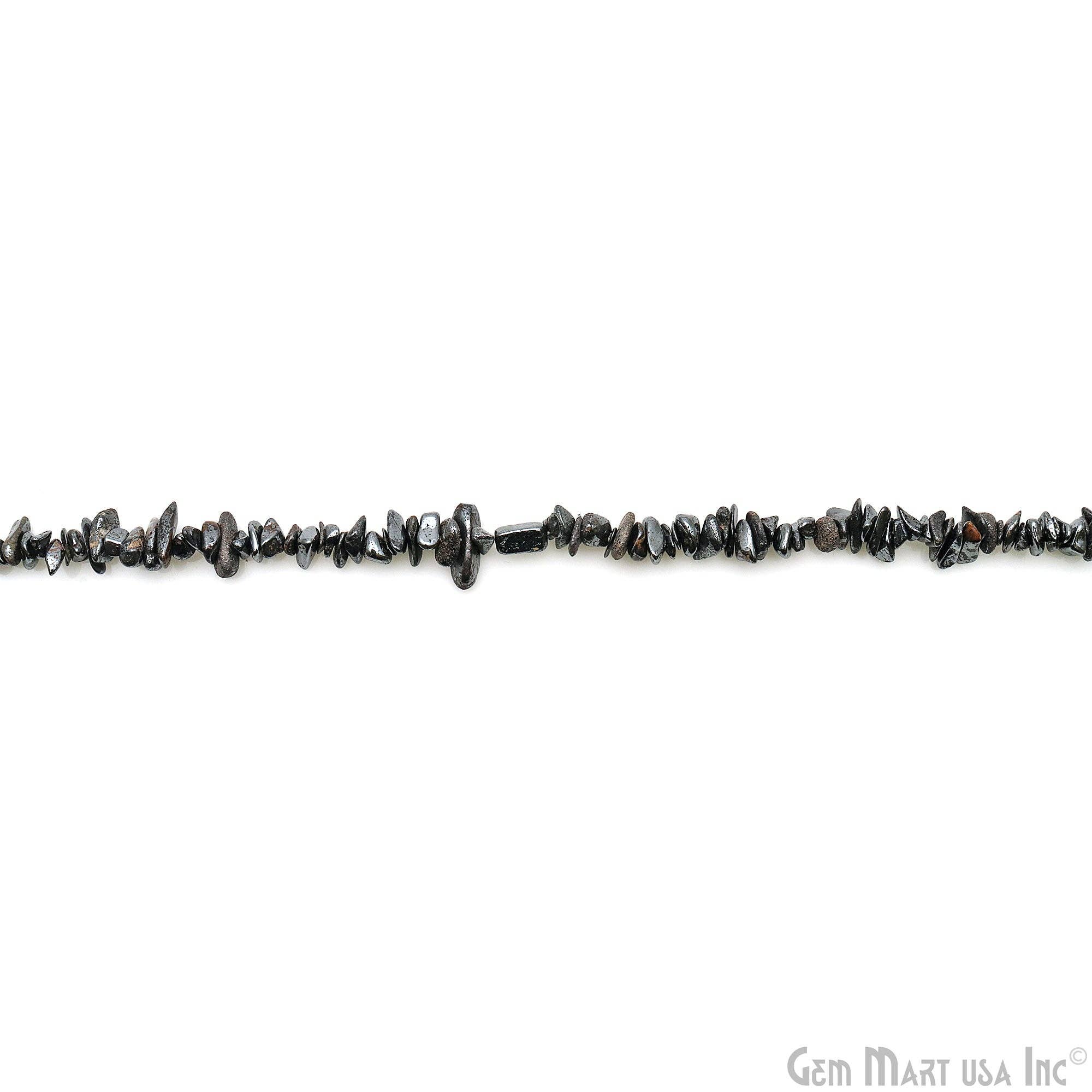 GemMartUSA – Großhandel Perlen – Hämatit-Chip-Perlen, gebohrter natürlicher Edelstein, 34 Zoll7