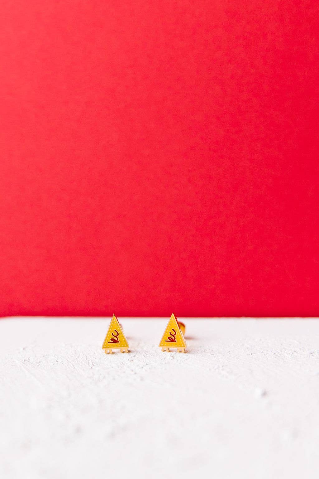 Desert Peach - Wholesale Stud/Post Earrings - Kansas City Chiefs Pennant Stud Earrings2