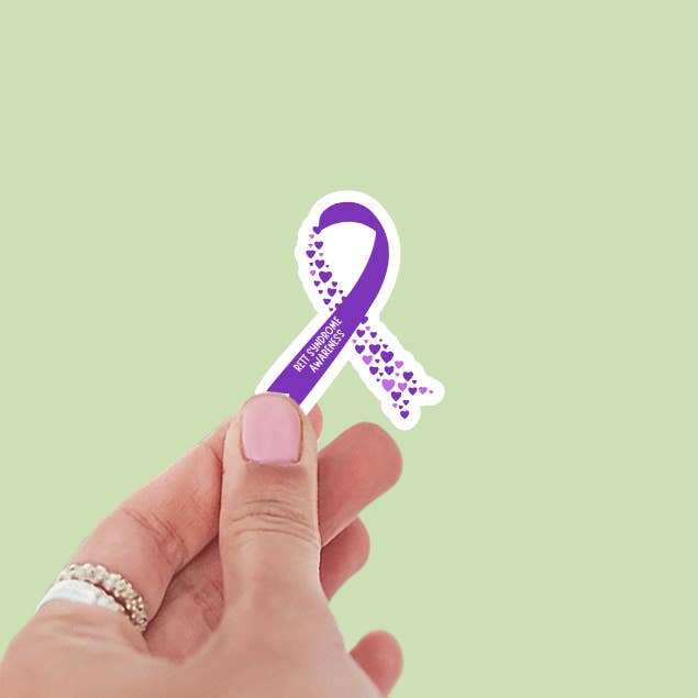 Autocollant en vinyle pour la sensibilisation au syndrome de Rett — ruban violet et cœurs pour la vente par Limes & Lilly