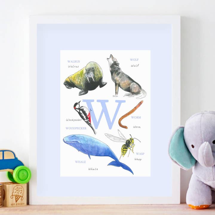 Alphabet animalier W Print pour la vente par Sarah Gregory Designs