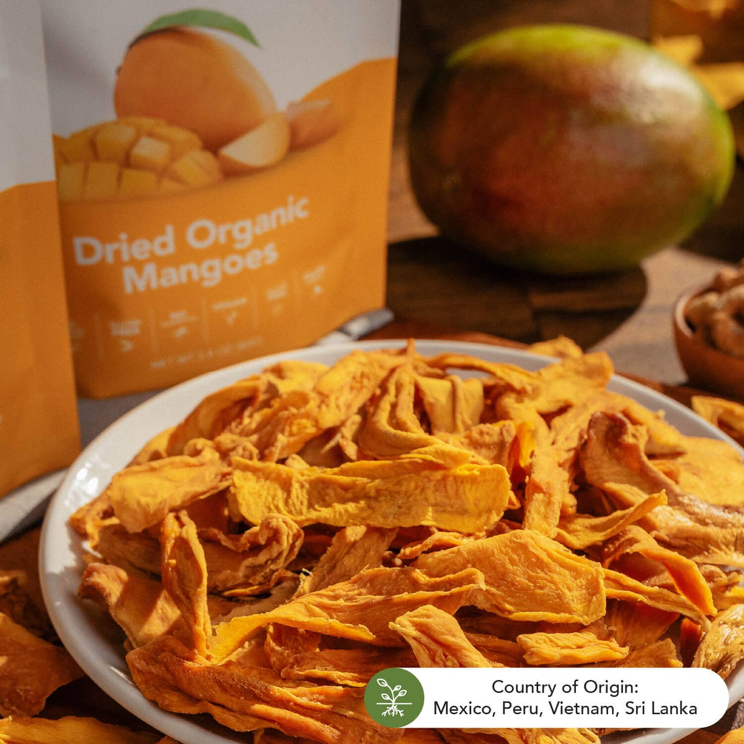 Earthside Farms - Wholesale Dried/Dehydrated Fruit - Dried Organic Mangoes, Dried Fruit 1.23 oz4