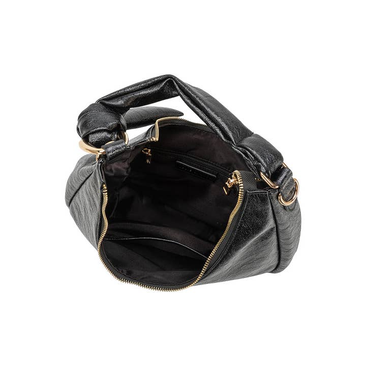 Melie Bianco - Wholesale Shoulder Bag - Women's - Lilie Black Recycled Vegan Shoulder Bag