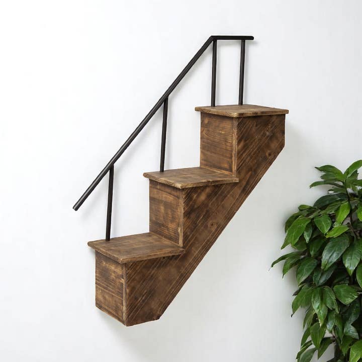 11" Bruin Metalen En Houten Originele Wandgemonteerde Accentplank voor wholesale door HomeRoots