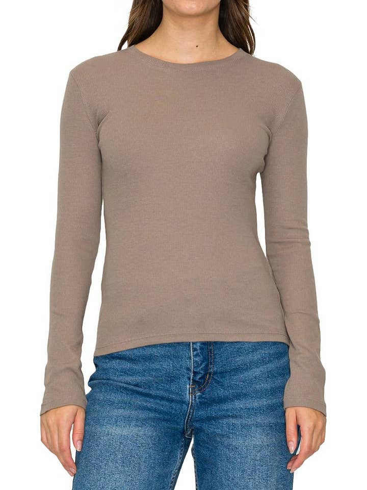 Long Sleeve Mini Ribbed Tee for wholesale by Vanilla Monkey