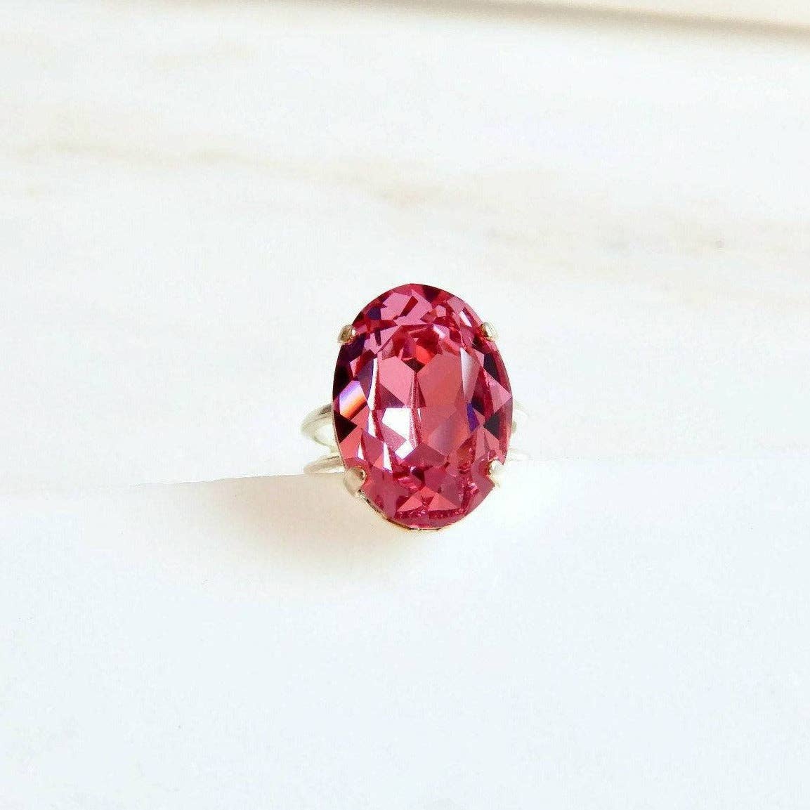 Love Your Bling® - Wholesale Cocktail/Statement Ring - Pink crystal oval ring3