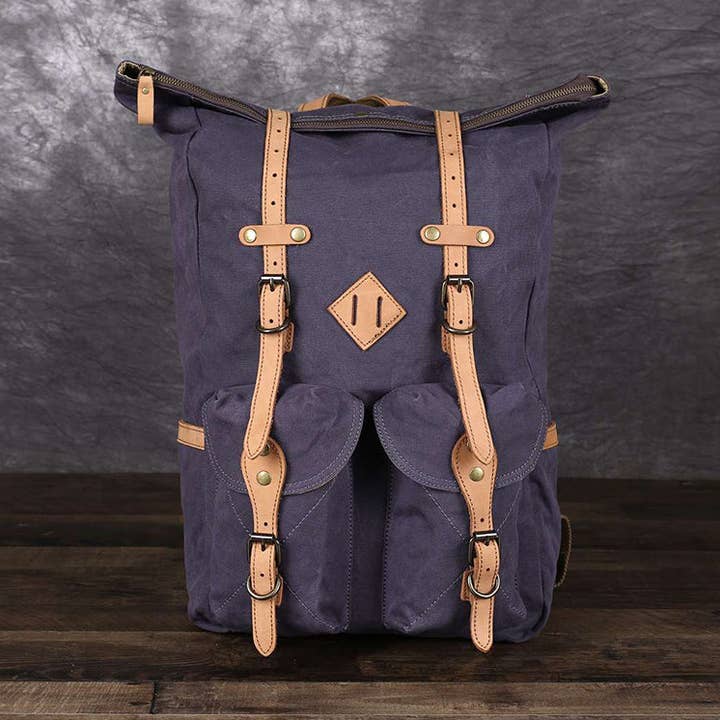 Canvas Men Travel Backpack Laptop Backpack Large Capacity School Backpack for wholesale by RockCow Leather Studio