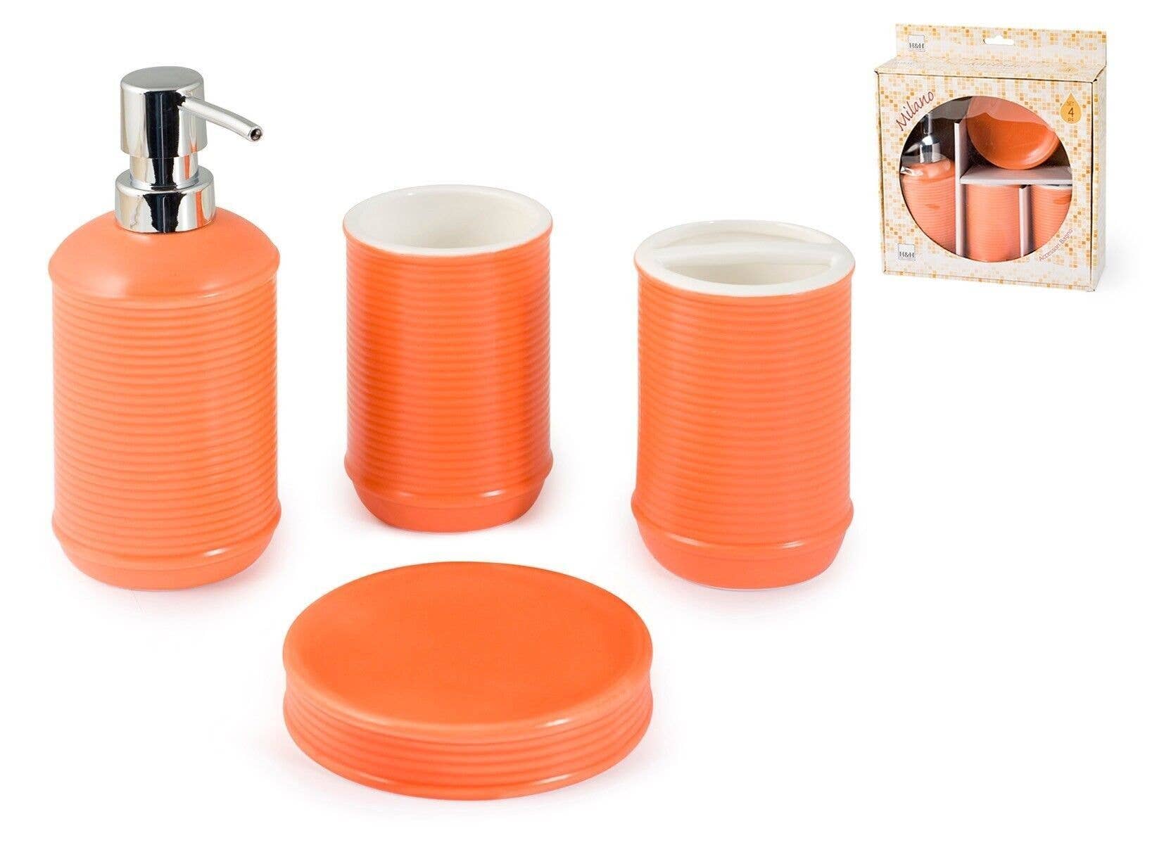 H&H - Wholesale Bathroom Accessory Set - 4-Piece Bathroom Set: Soap Dispenser, Soap Dish, Tumbler0