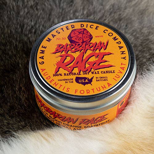 Game Master Dice - Wholesale Travel Candles - Barbarian Rage Gaming Candle