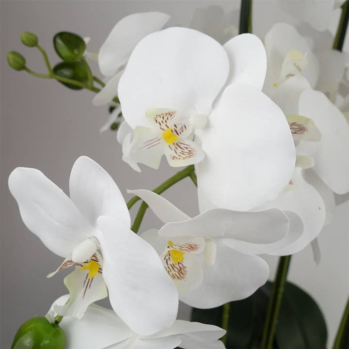Leaf Design UK LTD โ wholesale Artificial flowers โ Orchid White Gold Ceramic Planter1
