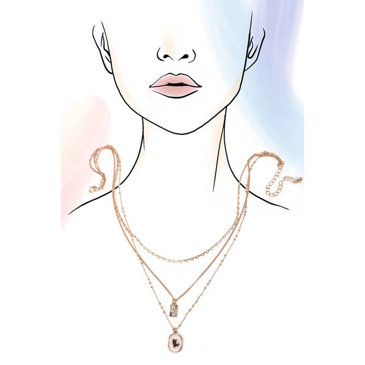 GOLD MULTI LAYERED EPOXY HEART CHARM NECKLACE | 80N1265 for wholesale on Faire2