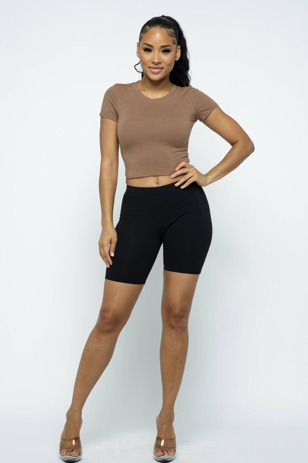 Lime All the Time - Wholesale T-Shirt - Women's - Solid Colored Cropped Round Neck Short Sleeve T-shirt4