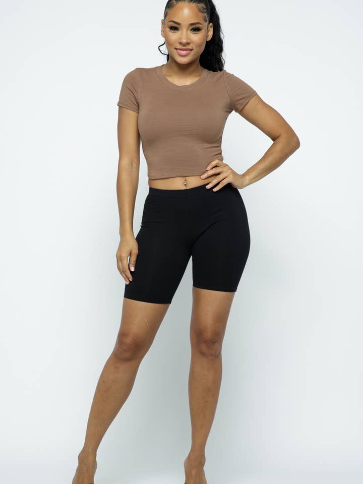 Lime All the Time - Wholesale T-Shirt - Women's - Solid Colored Cropped Round Neck Short Sleeve T-shirt4