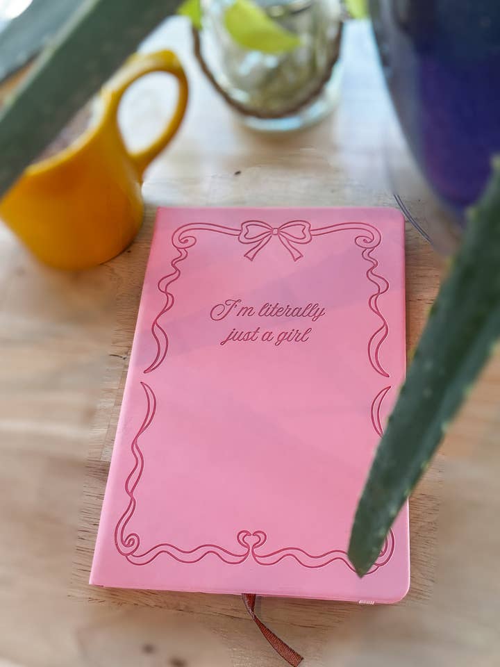 I’m Literally Just a Girl Pink Embossed A5 Journal for wholesale by Charmed by Nathalie Ann