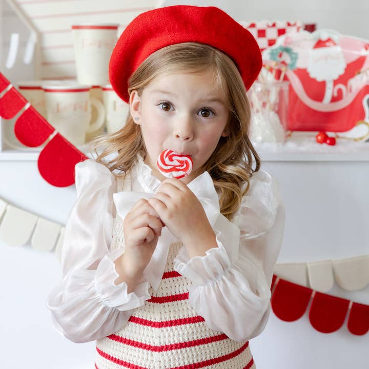 My Mind’s Eye - Wholesale Party sign/banner - BEC1104 - Red and Cream Scalloped Felt Banner Set2