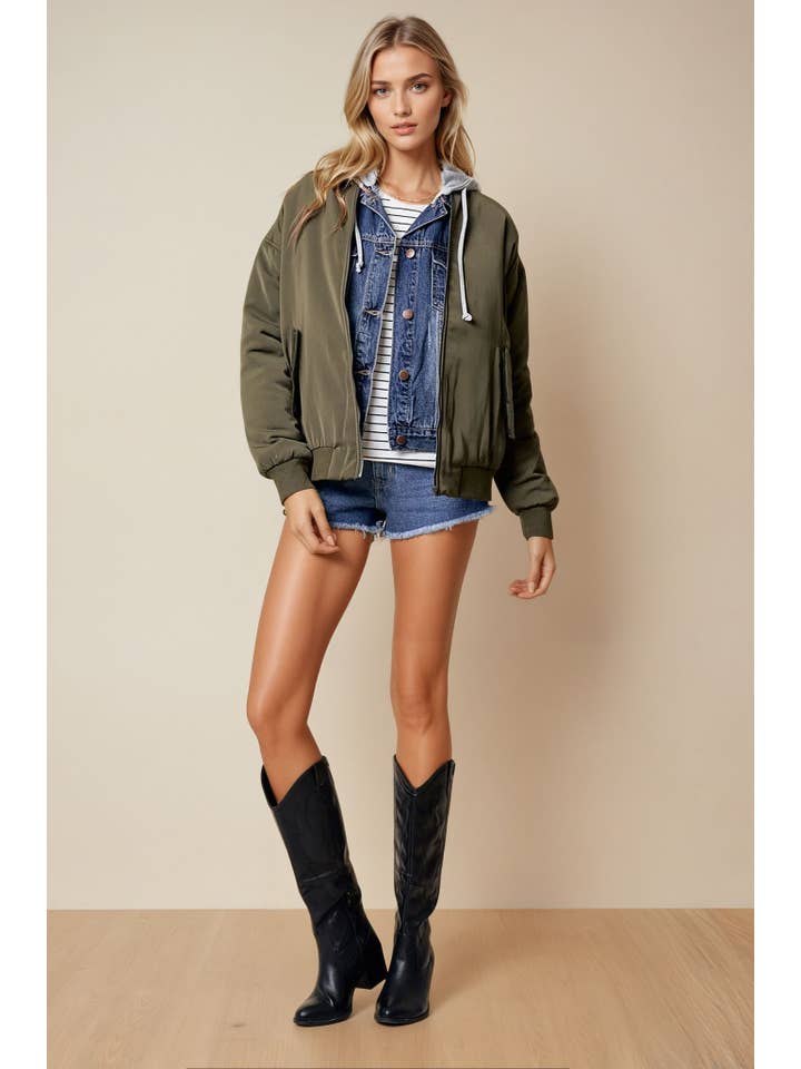 Doe and Rae - Wholesale Bomber Jacket - Women's - Drop Shoulder Bomber Jacket - 10260J-17