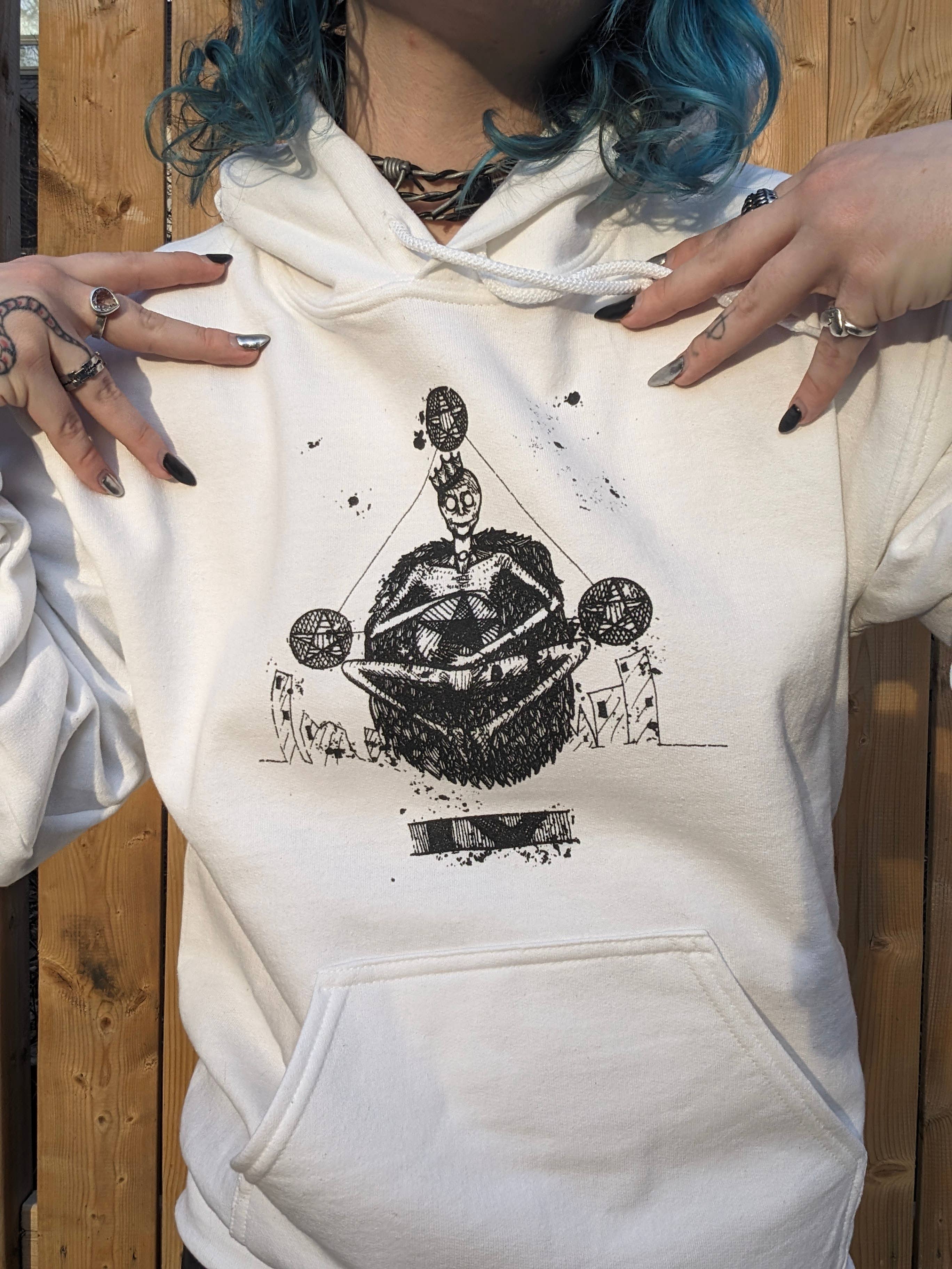 RaccoonGuts - Wholesale Hoodie - Women's - Four of Pentacles  Gothic Alt Tarot Printed Pullover Hoodie3