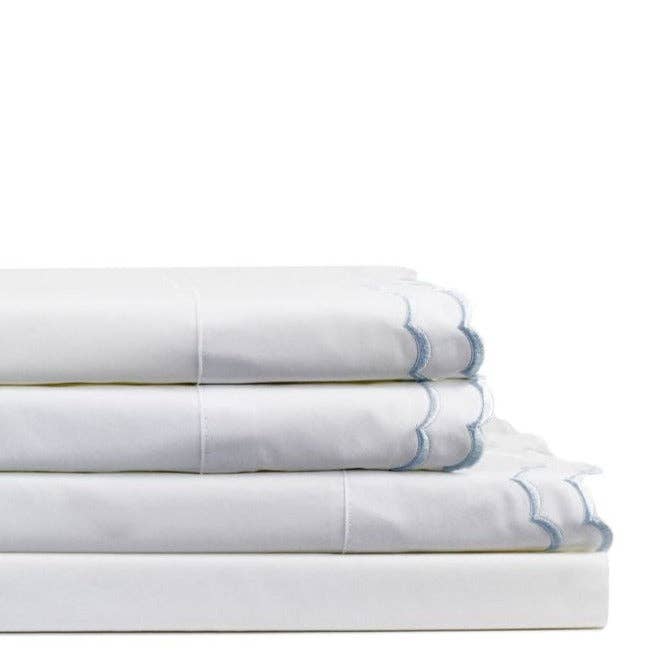 Mélange Home - Wholesale Sheet Set - Double Scallop Embroidered Cotton Percale Sheet Set3