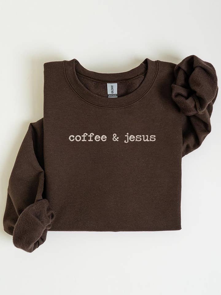 Sweat-shirt graphique avec café et Jésus pour la vente par COLORBEAR