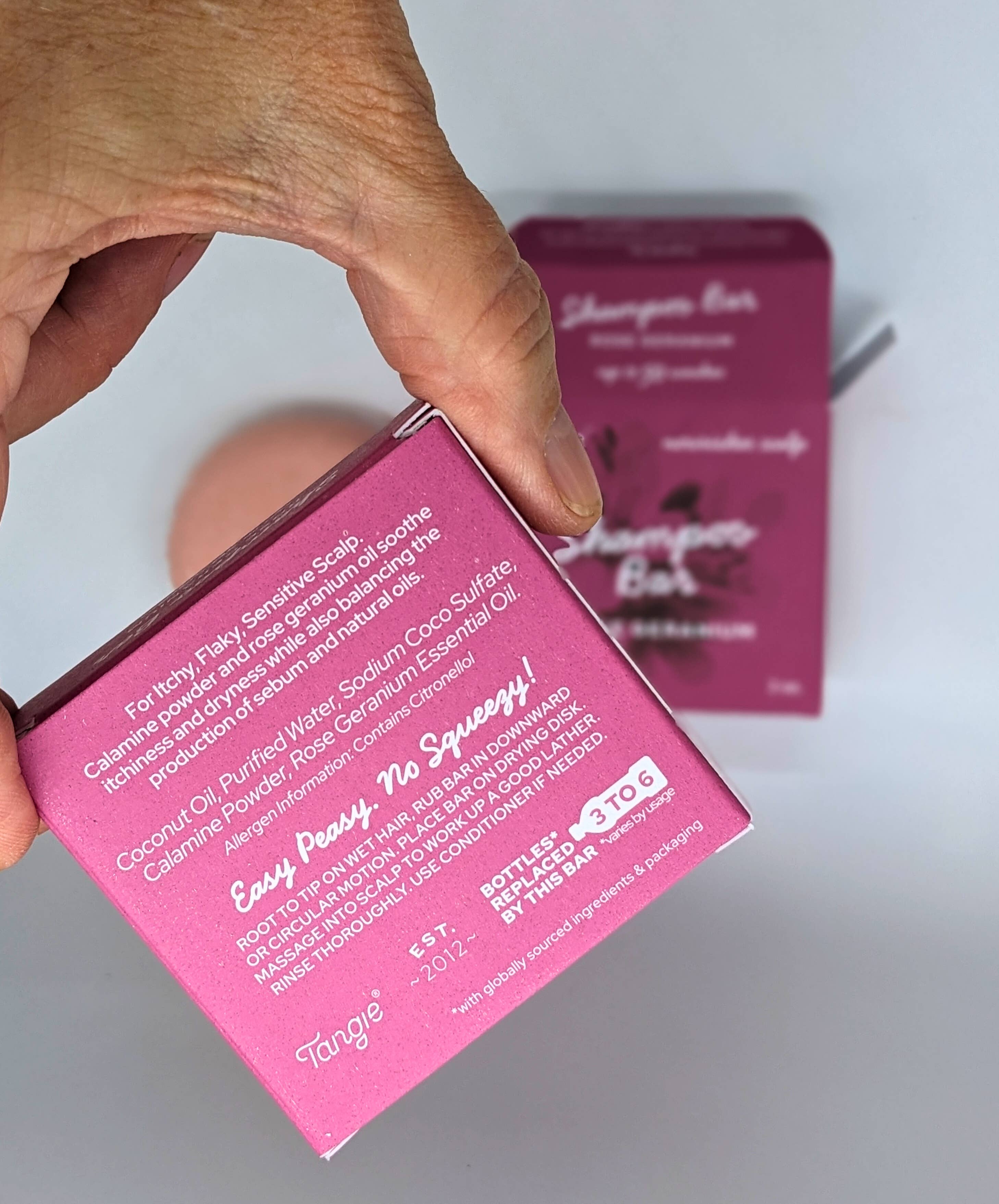 Tangie LLC - Wholesale Shampoo Puck/Solid Shampoo - Tangie Rose Geranium Shampoo Bar- Natural & Cruelty Free 1