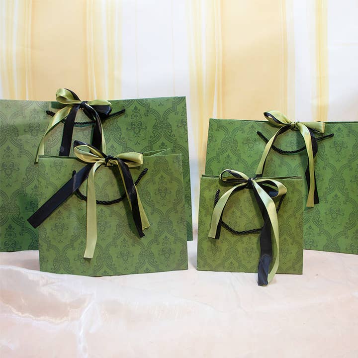 ByHome - Wholesale Gift bag - Vintage Pattern Black Green Bow Tie Paper Gift Bag w/ tissue1