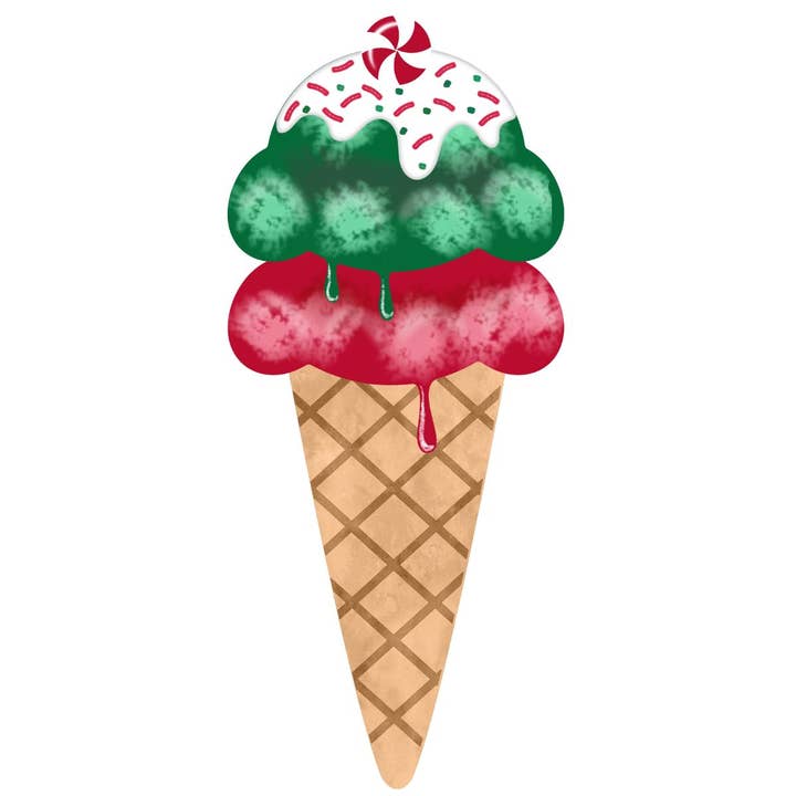 12"H Metal Holiday Ice Cream Cone Sign White/Red/Tan MD137496 for wholesale by Trendy tree