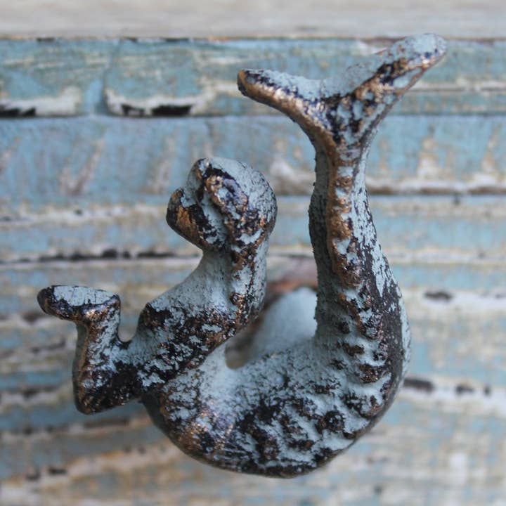 California Seashell Company - Wholesale Knob/Pull - Green Mermaid Iron Drawer Pull / Cabinet Knob