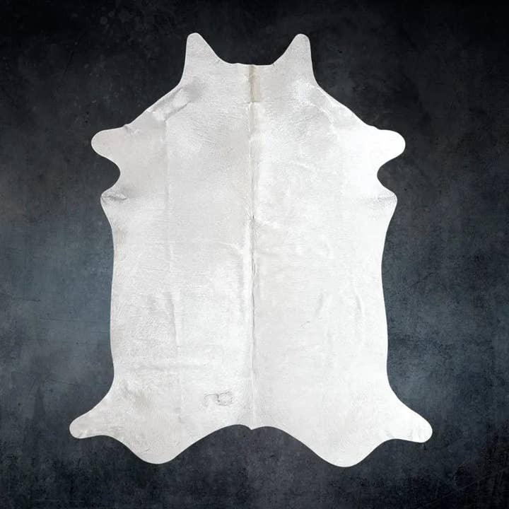 Tapis en peau de vache blanc extra large taille 6,7 x 8,4 pieds ---5281 pour la vente par Rodeo