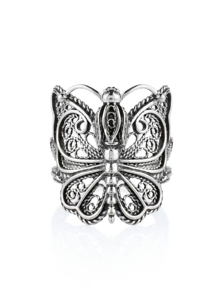 Anel de Prata com Borboleta Figurativa para Mulheres por atacado de Filigranist Jewelry