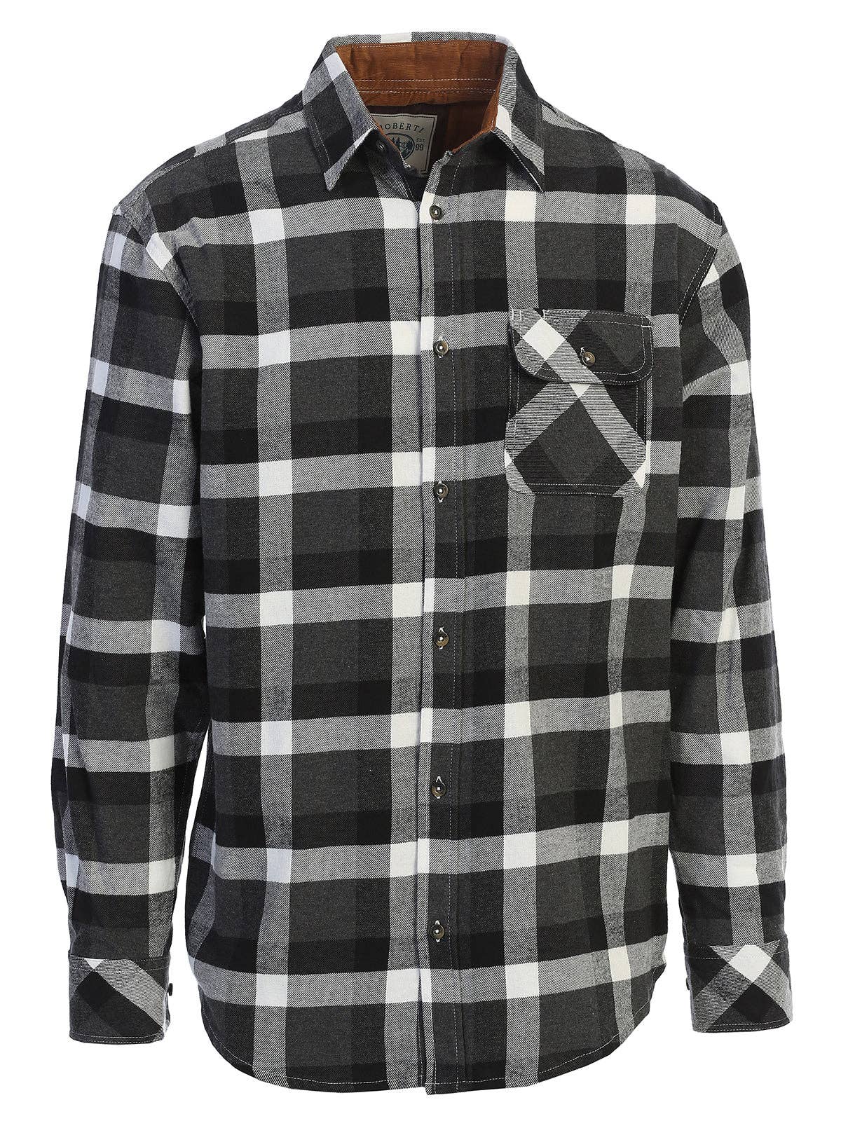 b-one inc - Wholesale Button Down Shirt - Men's - Men's Flannel Button Up Shirt with Corduroy Contrast GB-LS94FC14