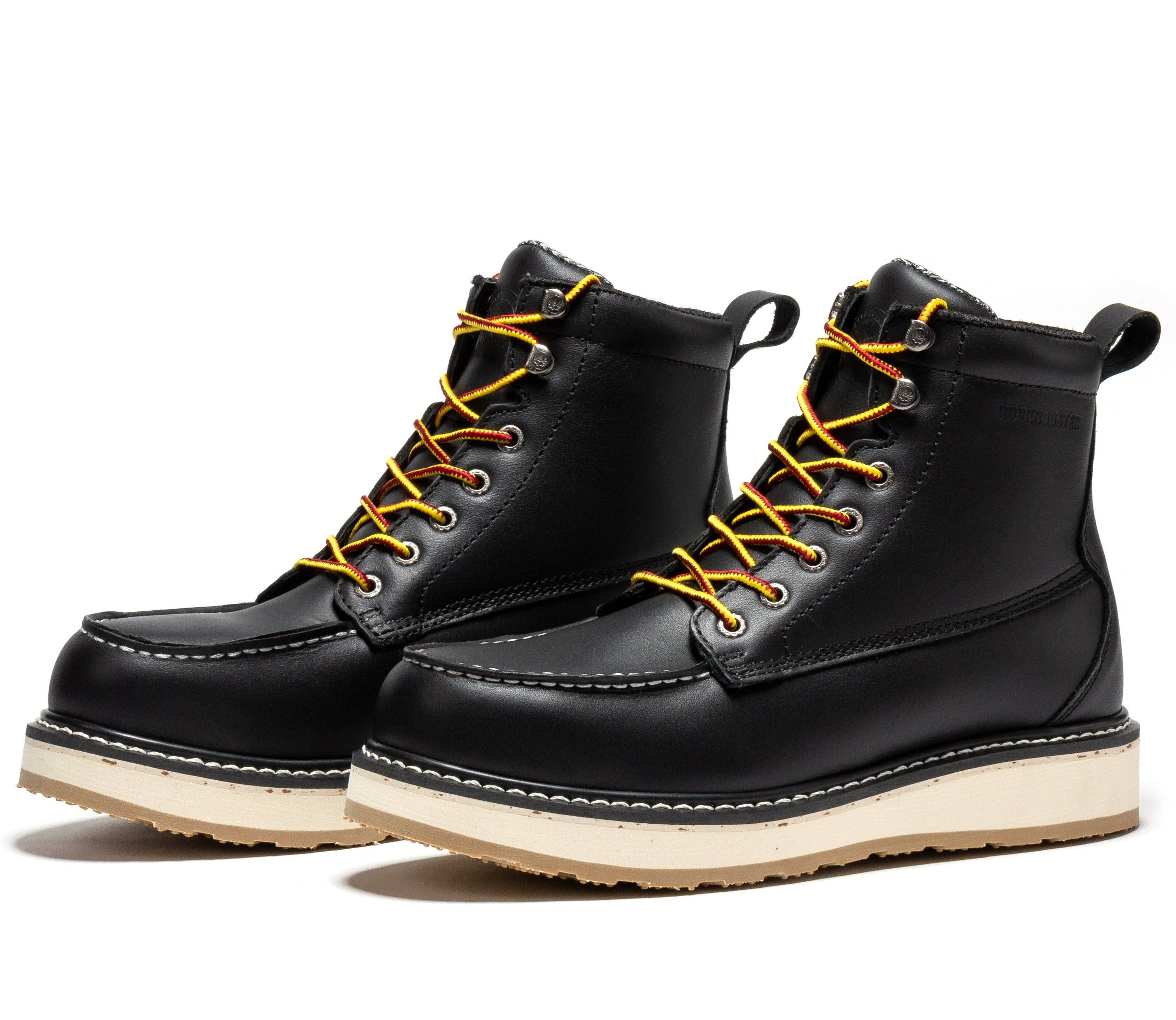 Rock Rooster Footwear - Wholesale Boots - Unisex - ROCKROOSTER Trinidad Men's 6 inch Black Steel Toe Wedge Work Boots SAP23018