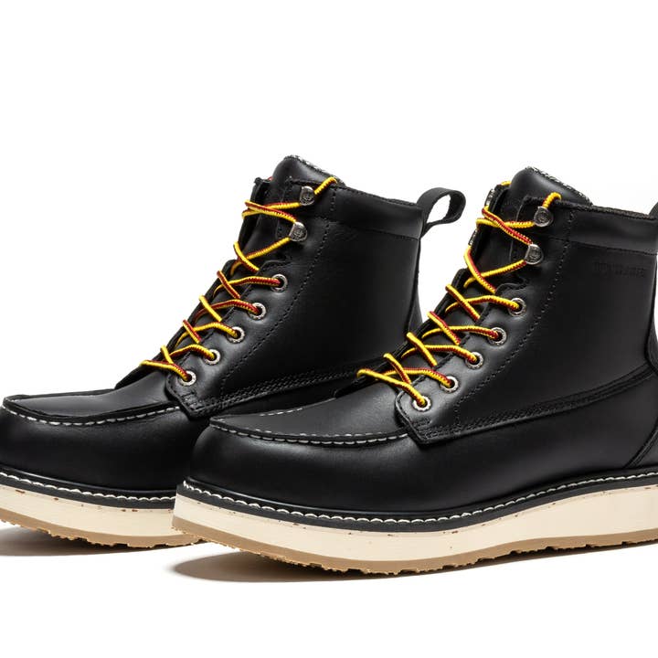 Rock Rooster Footwear - Wholesale Boots - Unisex - ROCKROOSTER Trinidad Men's 6 inch Black Steel Toe Wedge Work Boots SAP23018