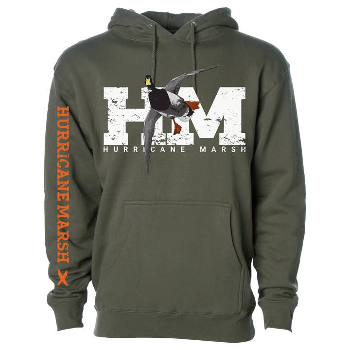 Röd ben olivgrön bomullshuvtröja för wholesale av Hurricane Marsh Outfitters