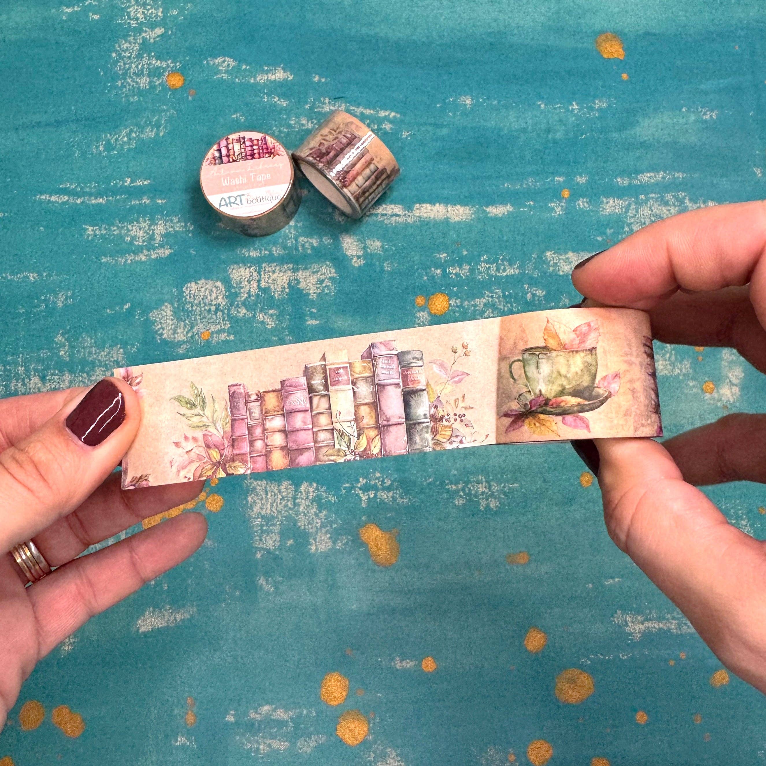 Art Bujo Boutique - Wholesale Washi Tape - Autumn Library Wide Washi Tape – 30 mm Cozy Book Lover Design1