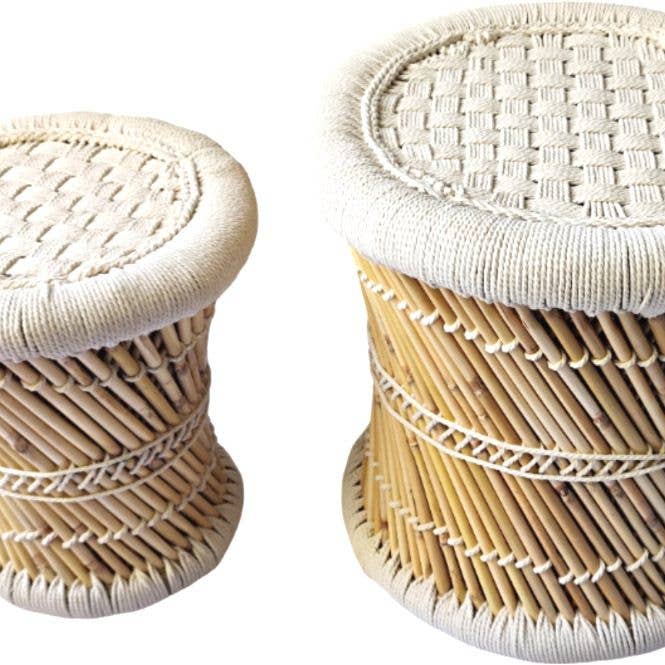 Status Collections - Wholesale Stool - S/2 Woven Stools White Seat 25x35cm0