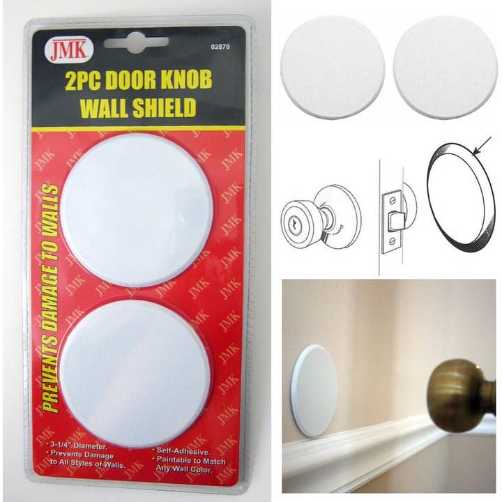 Innovarix - Wholesale Door Hanger - 2pcs Door Knob Wall Shield Round - White 3 1/4" 2