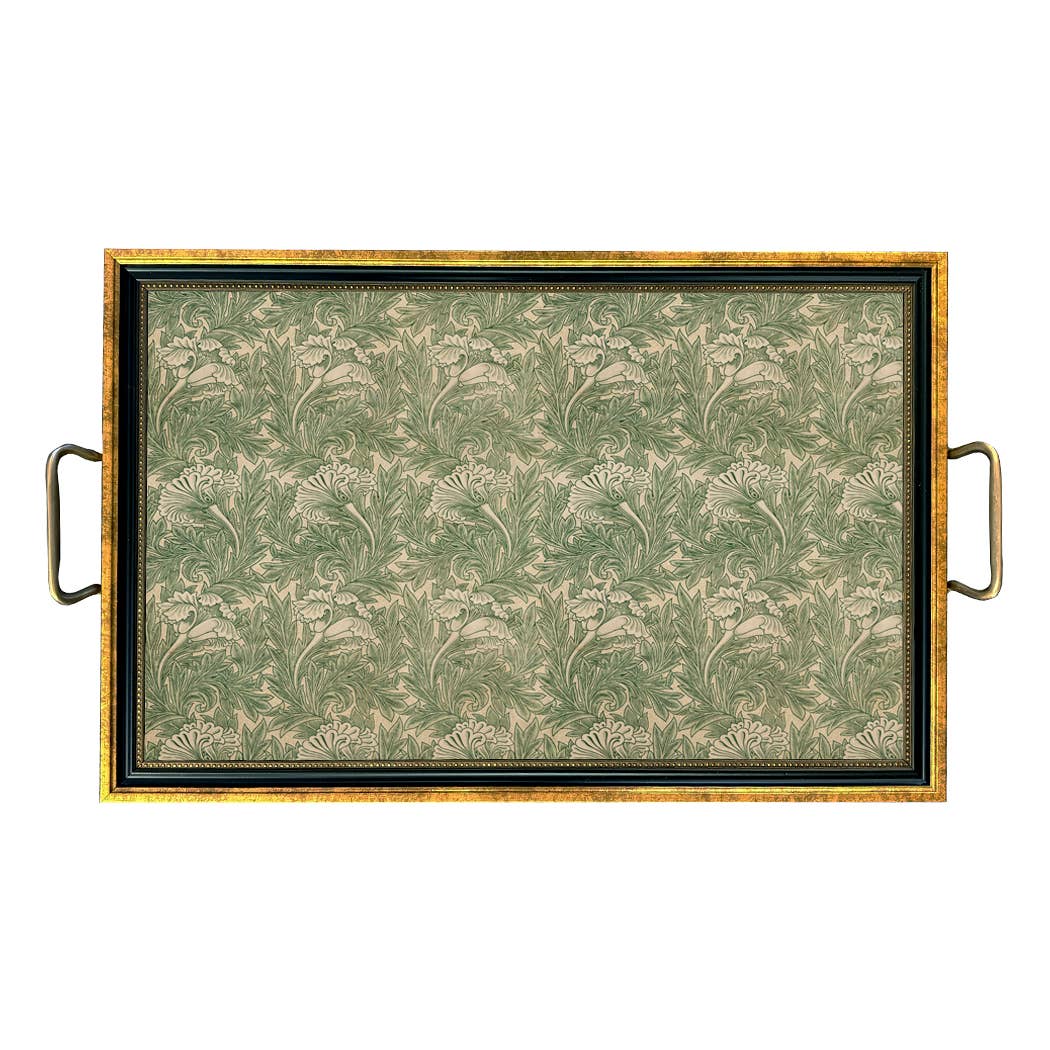 Madison Bay Co. - Historical Home Decor Reproductions – wholesale Decorative tray – William Morris Tulip Decorative Tray with Brass Handles1