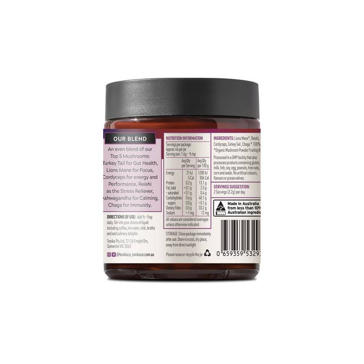 Tonika - Wholesale Protein/superfood powder - Organic 5 Mushroom Blend -The Master1