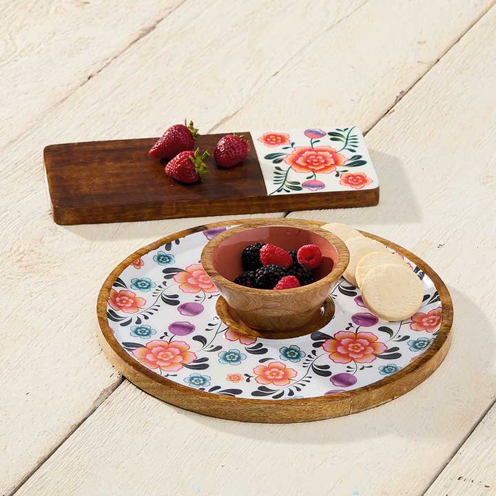 SERRV International - Wholesale Serving Tray - Garden Party Wooden Display & Serving Board1