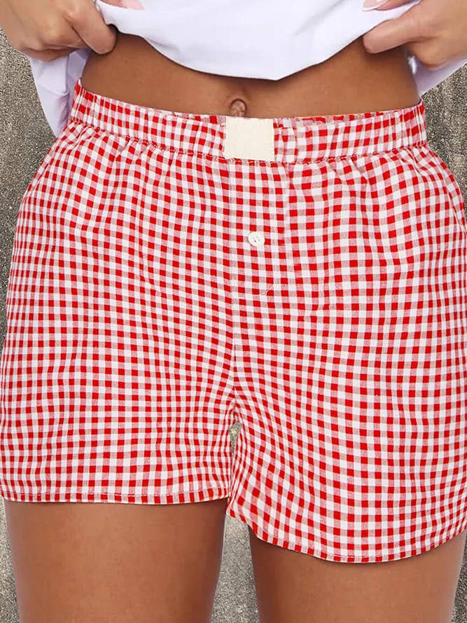 UNISHE - Wholesale Shorts - Women's - High Waist Plaid Shorts ZK1963
