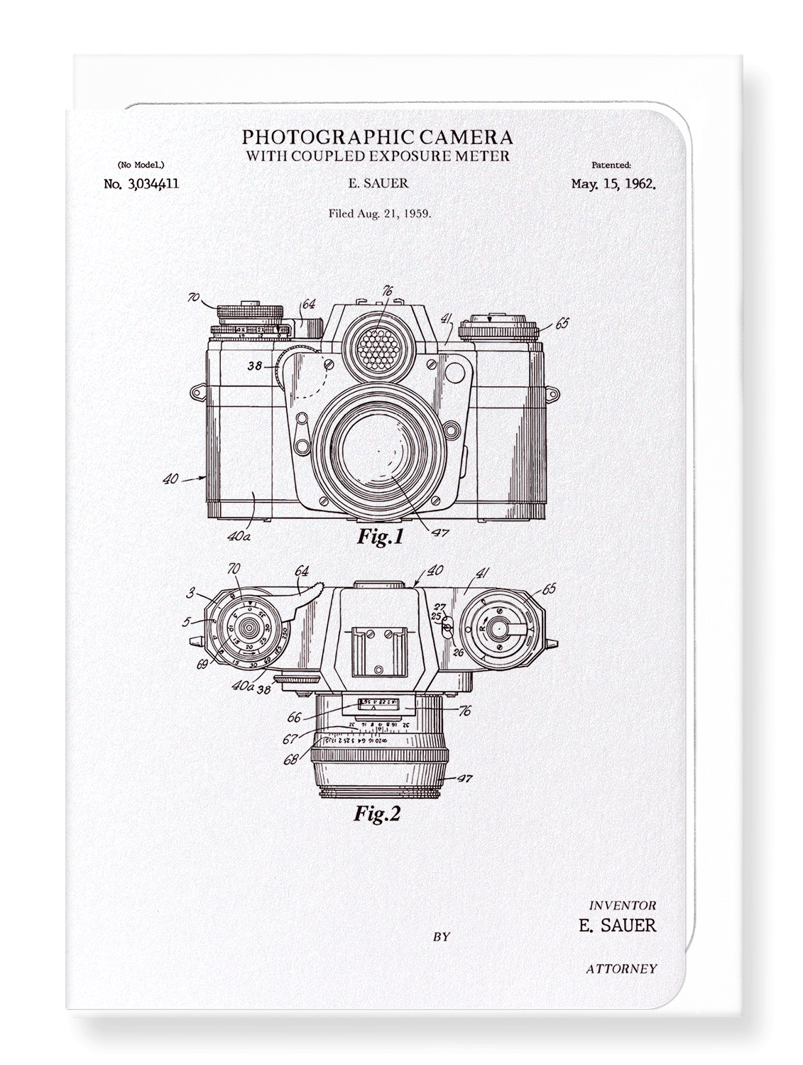 Ezen Trade - Wholesale Everyday Greeting Card - PATENT OF PHOTOGRAPHIC CAMERA  (1962): Greeting Card0