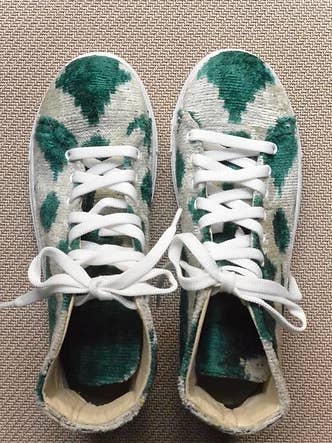 Velvet Ikat Hightop Sneakers - Evergreen for wholesale by MIQISSA