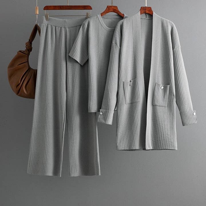 kycozy - Wholesale Top & Pant Set (NOT Loungewear) - Women's - V Neck Solid Knit Tank Top High Waist Wide Leg Set6