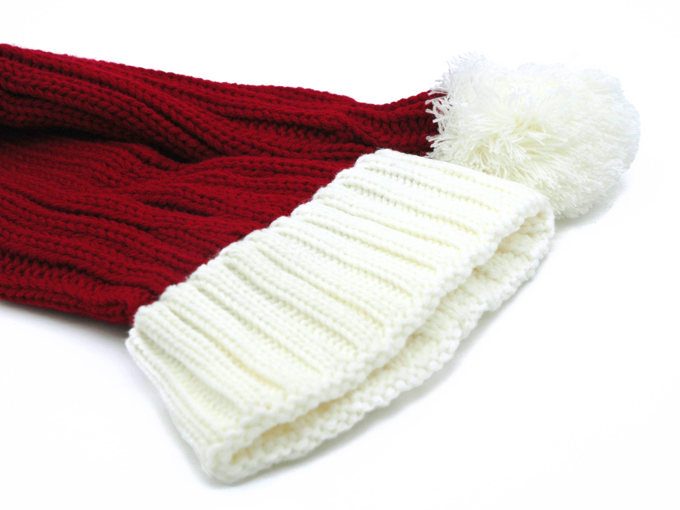 Snazzy Santa - Wholesale Beanie - Unisex - Coarse Knitted Santa Hat - Classic Red and White4