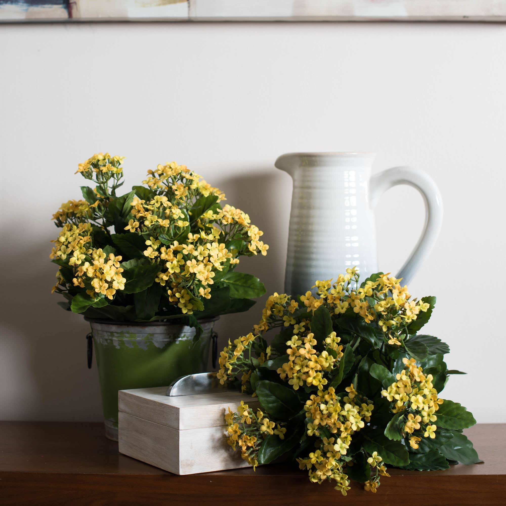 Vickerman 15" Artificial Yellow Kalanchoe Bush. for wholesale on Faire1