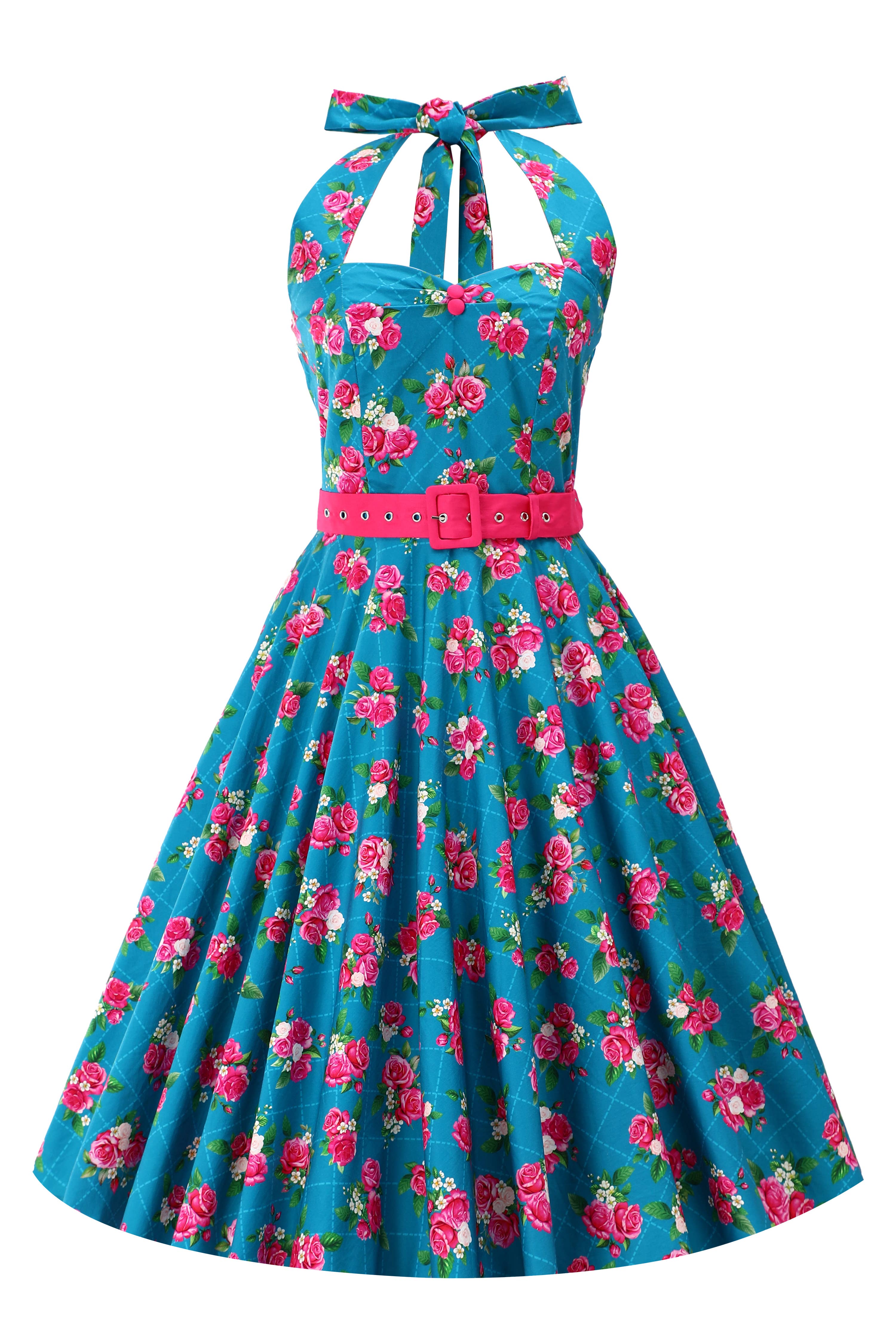 Dolly & Dotty - Wholesale Dress - Women's - Daisy Fifties Style Rose Halter Dress2