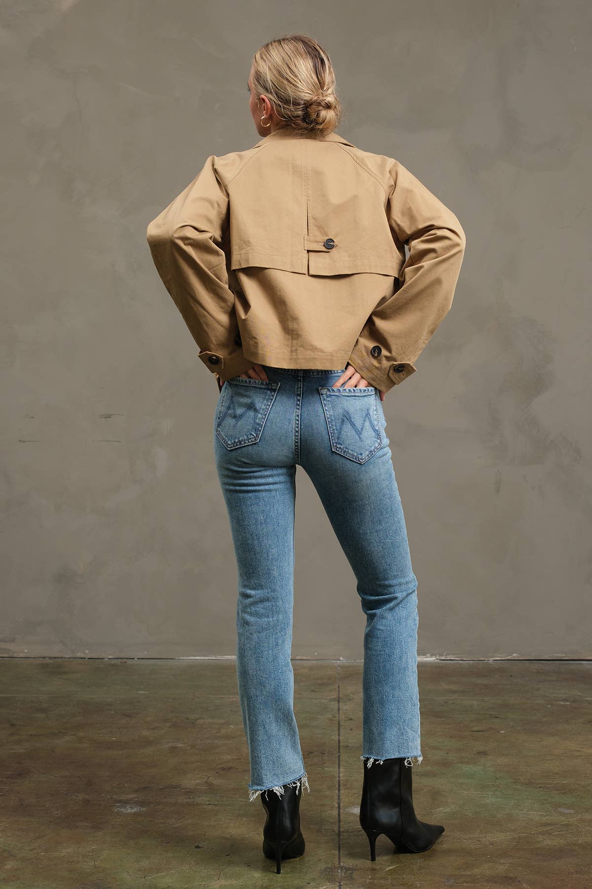 KHAKI BEIGE Short Double-Breasted Trench Jacket - RJ1036 for wholesale on Faire8