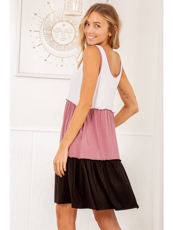 HEIMISH – wholesale Dress – Women's – SD1210S SOLID COLOR BLOCK DRESS WITH RUFFLED10