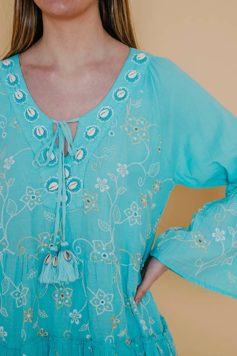 Lula Natura - Wholesale Dress - Women's - LÍA AQUAMARINE DRESS SHELLS1