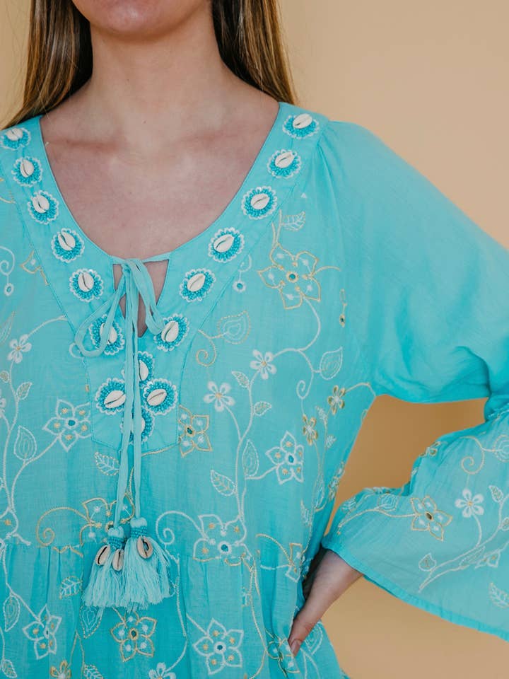 Lula Natura - Wholesale Dress - Women's - LÍA AQUAMARINE DRESS SHELLS1