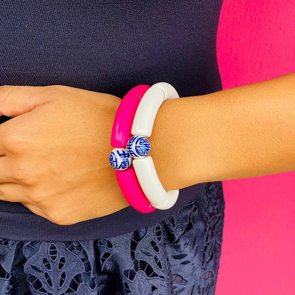 Fornash - Vendita all'ingrosso Bracciale con perline - Bracciale in tubo acrilico di bambù - Blu Cina2